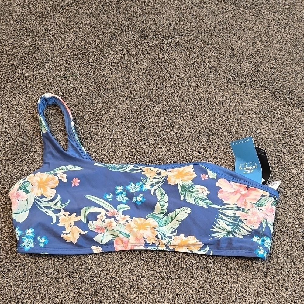 NWT O Neill Women Floral One-Shoulder Bikini Top Swim Sz L
